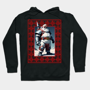 Cool Armed Santa. Ugly Christmas Sweater Hoodie